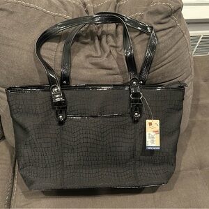 Elegant Black Textured Handbag